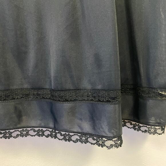 Vintage JC Penney Womens Size 12 Black Lace Trim Slip Dress - Picture 2 of 3